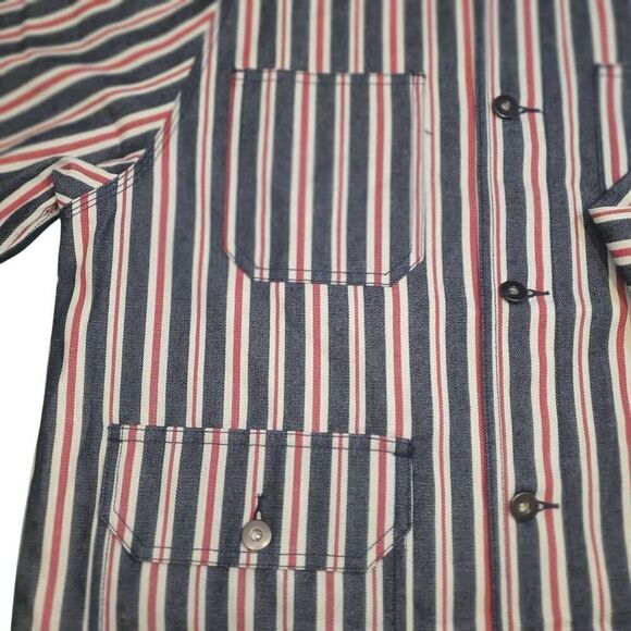 Pleasures Striped Denim Utility Jacket Size L - Picture 3 of 12